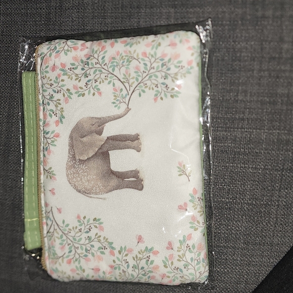 NWT Elephant Print Floral Design Wristlet